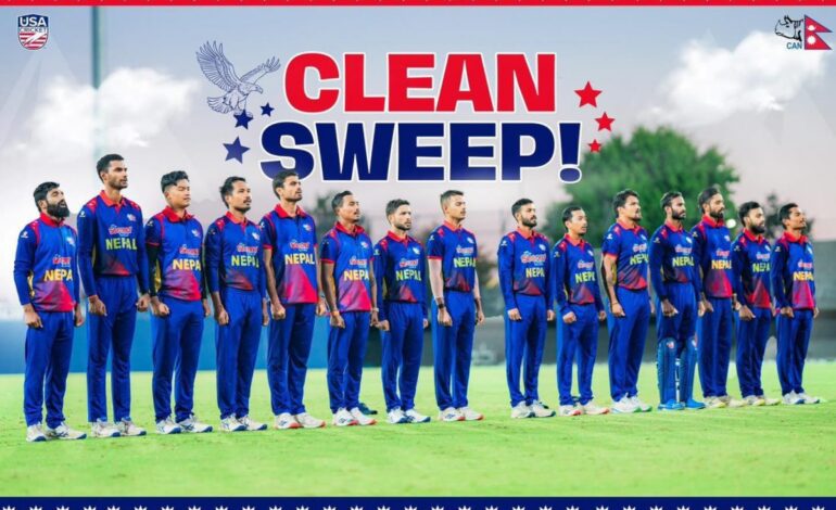 अमेरिकाविरुद्धको अन्तिम खेलमा नेपाल ८ विकेटले विजयी, सिरिज क्लिनस्वीप