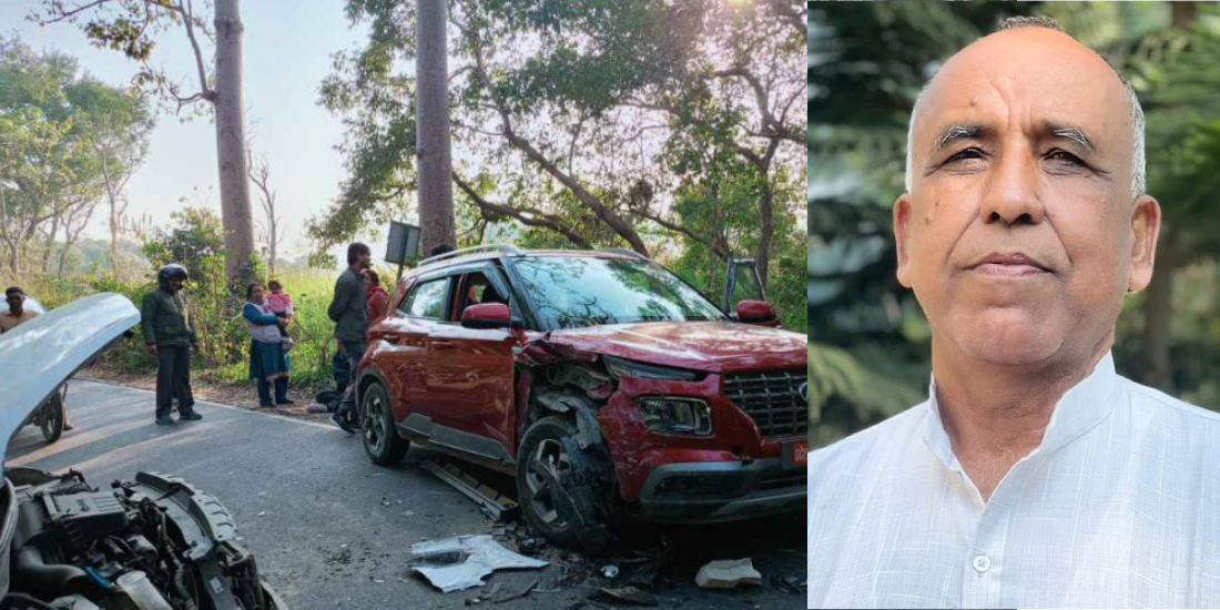 राज्यमन्त्री सवार गाडी भारतमा दुर्घटना, उनीसहित तीन घाइते