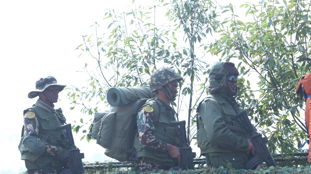 कफ्र्यू आदेश पालना गराउन तीनकुने क्षेत्रमा नेपाली सेना खटियो