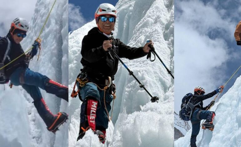 कांगेस महामन्त्री विश्वप्रकाश सगरमाथाको तेस्रो क्याम्पमा उक्लिएपछि दोधार