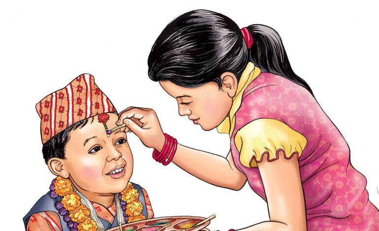 भाइटिकामा लगाइने सप्तरङ्गी टीका र बलिराजाको महत्व