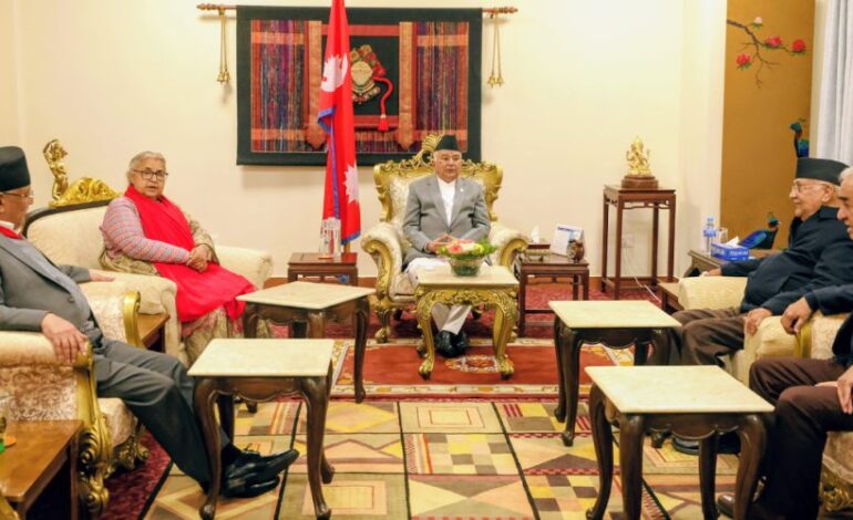 ३ दलका शीर्ष नेतासँग राष्ट्रपति र प्रधानमन्त्रीको छलफल