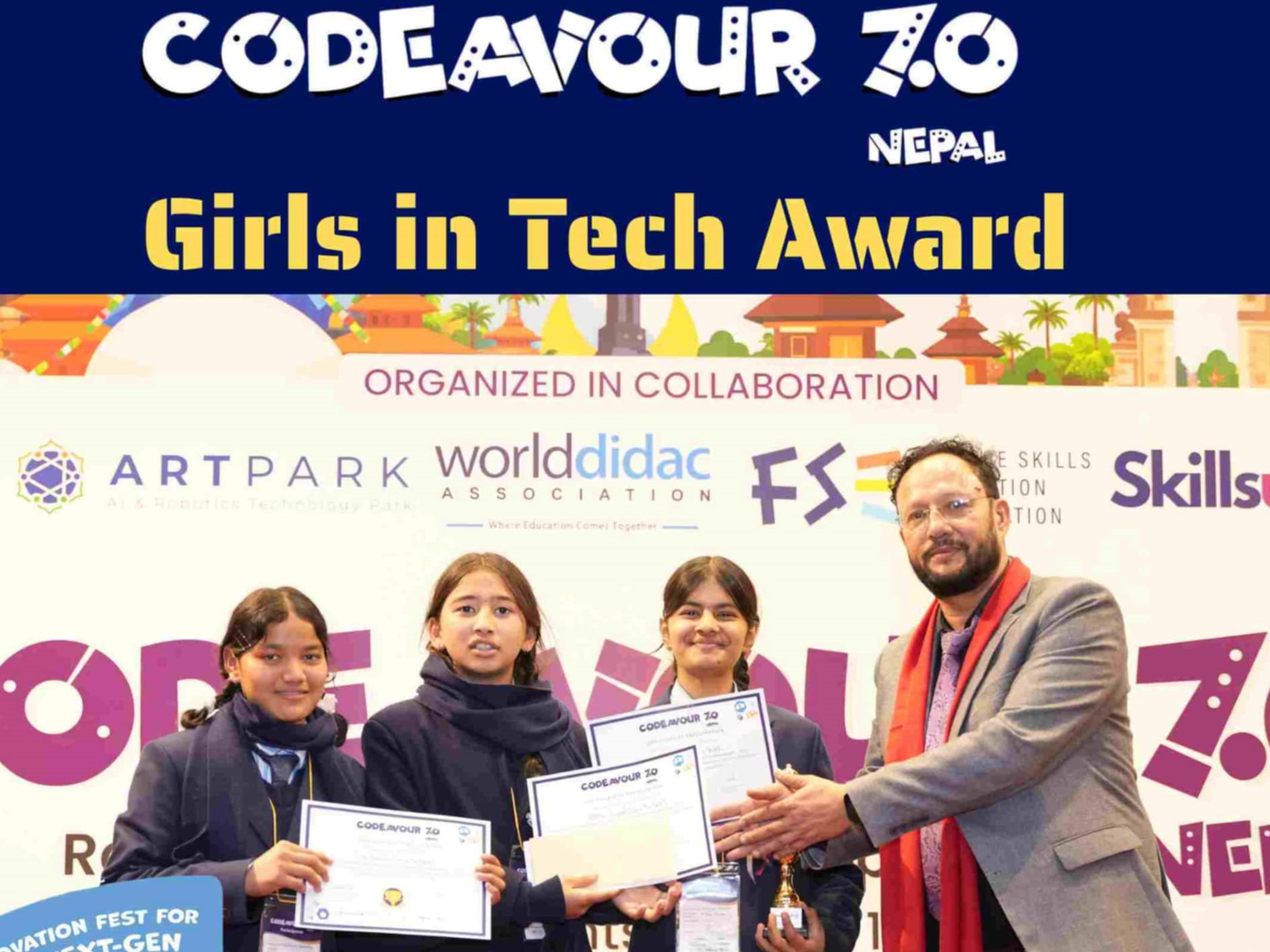 कोडेवर ७.० नेशनल प्रतिस्पर्धाको “गल्र्स इन टेक अवार्ड” काठमाडौं न्यू क्यासल स्कुललाई