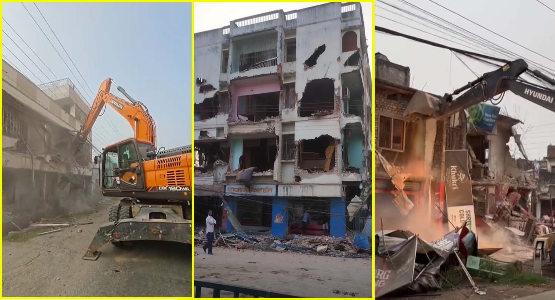 वीरगन्जमा बिहानै देखि डोजर, सयौं घर, टहरा भत्काइँदै