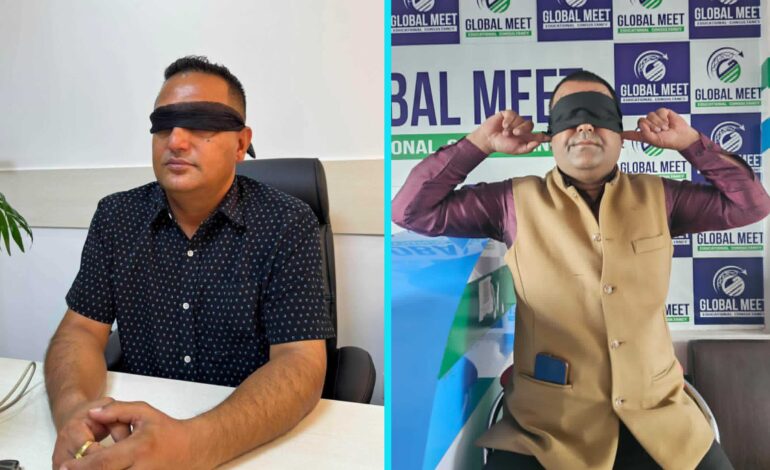 आँखामा कालोपट्टी बाँधेर आन्दोलनमा उत्रिए कन्सल्टेन्सी व्यवसायी